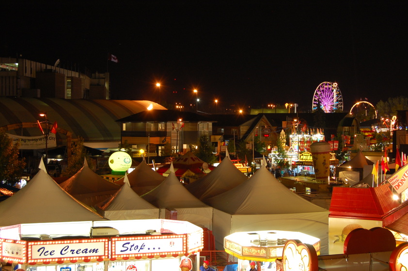 Tents on the grounds of the Calgary Stampede.