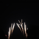 A dazzling fireworks display lights up the night.